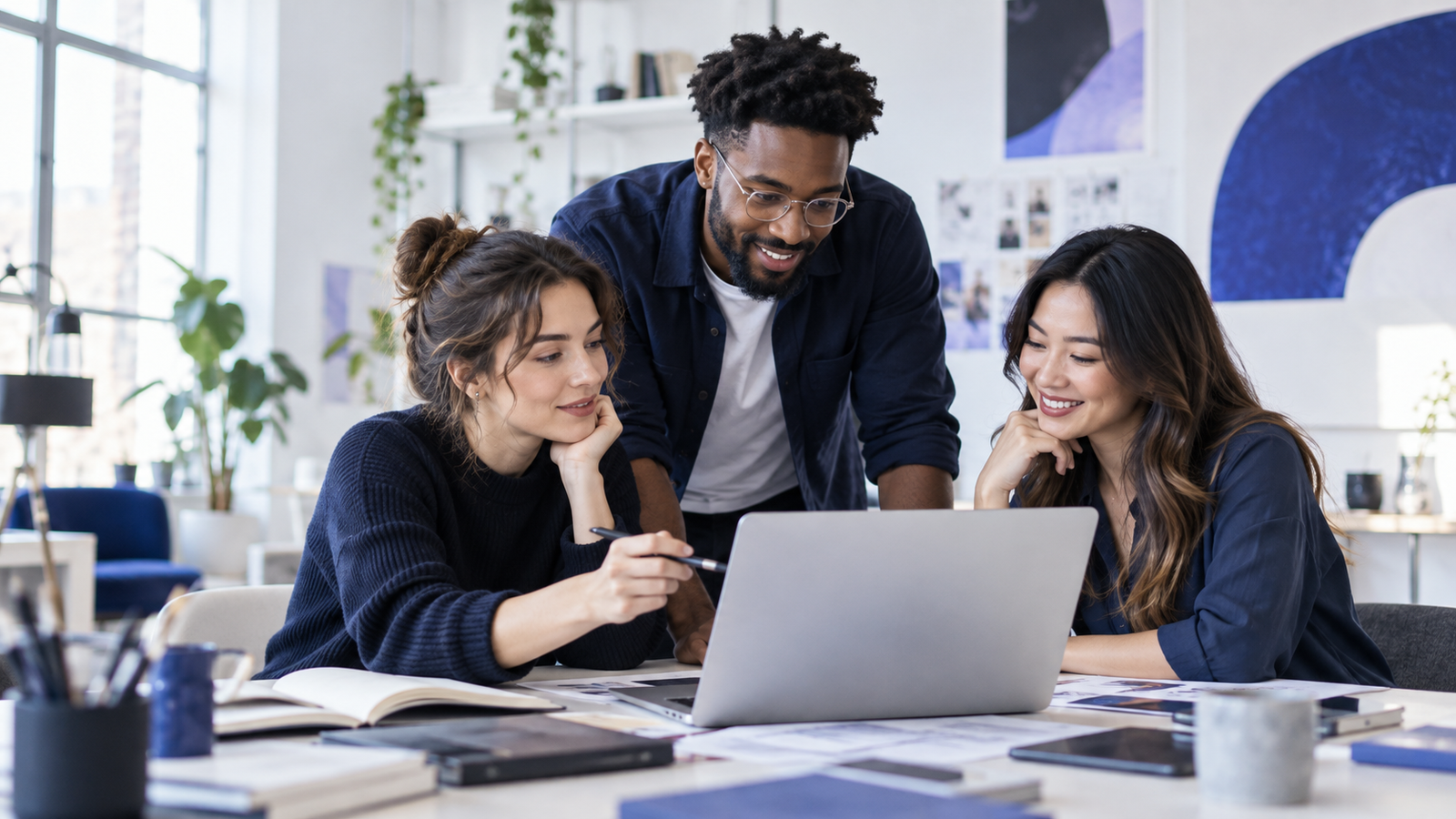 Illustration of creative professionals collaborating on Digital Hevan digital solutions